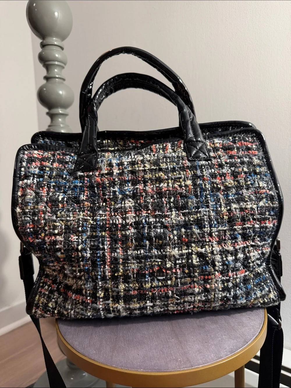 MZ Wallace Medium Box Tote in a multicolored tweed fabric also a crossbody - Picture 2 of 9